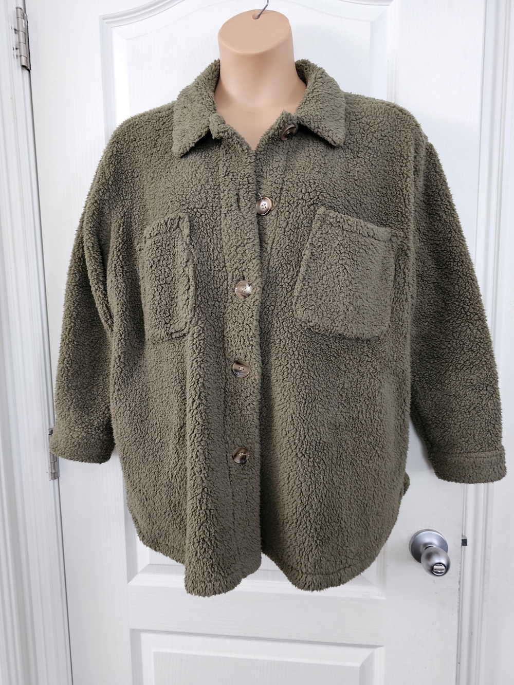 Maurices Xl  Olive Green Sherpa Button-Up Jacket